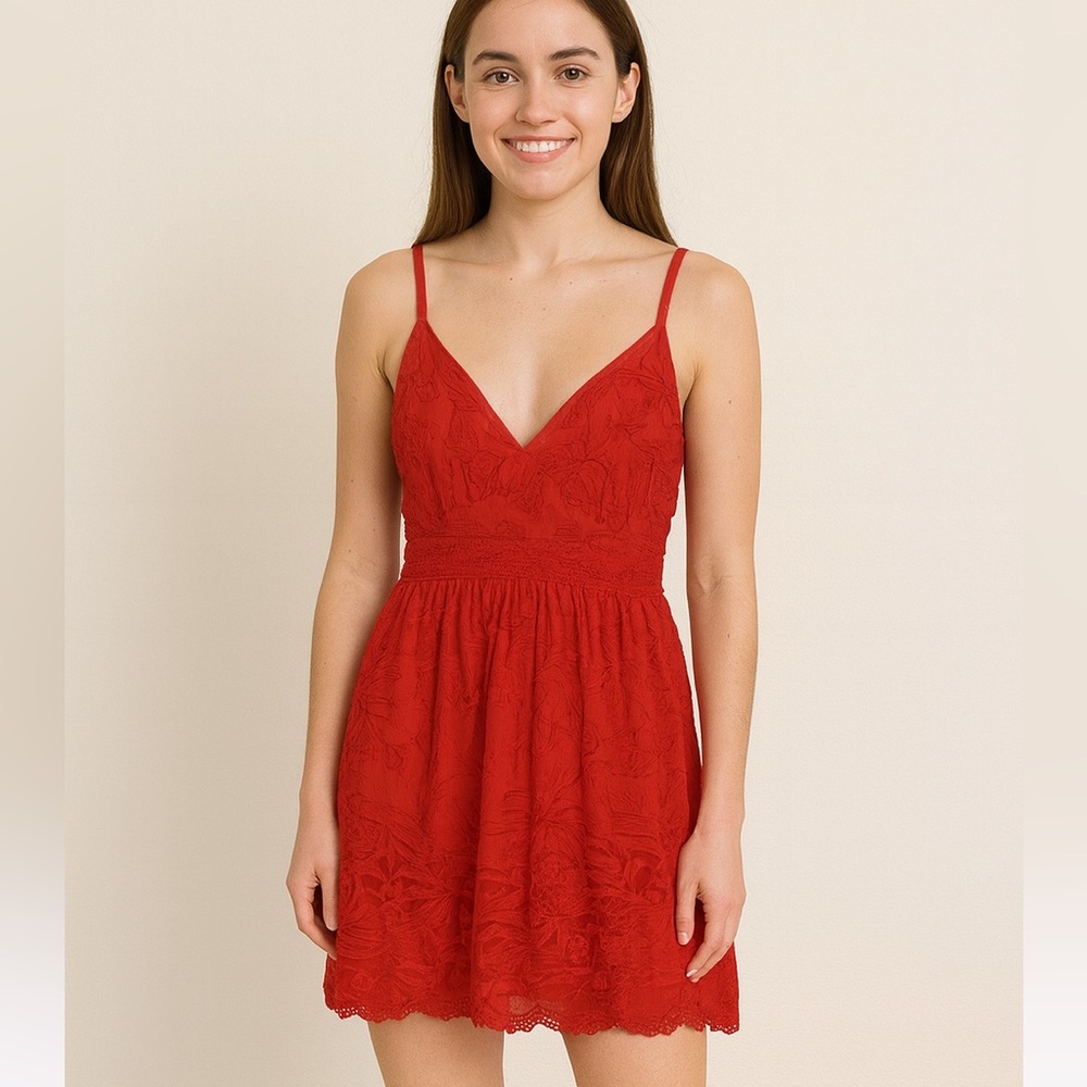 Tropical Red Floral Summer Dress
